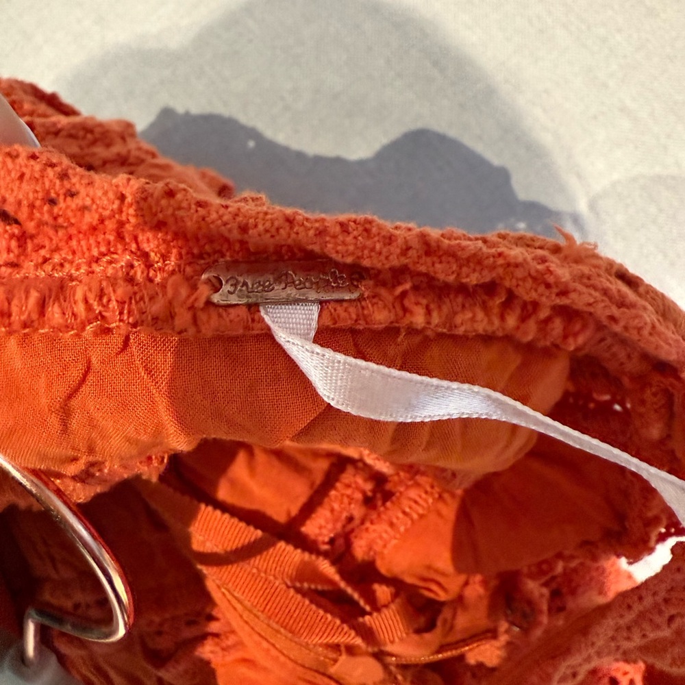 Free People Vibrant Orange Lace Top - Picture 3 of 4